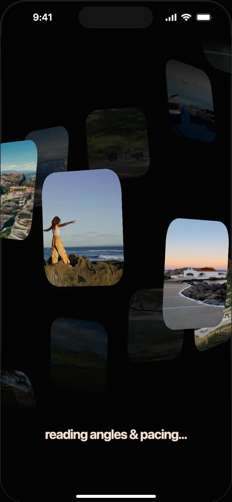 мобильный интерфейс подбора кадров для travel-ролика